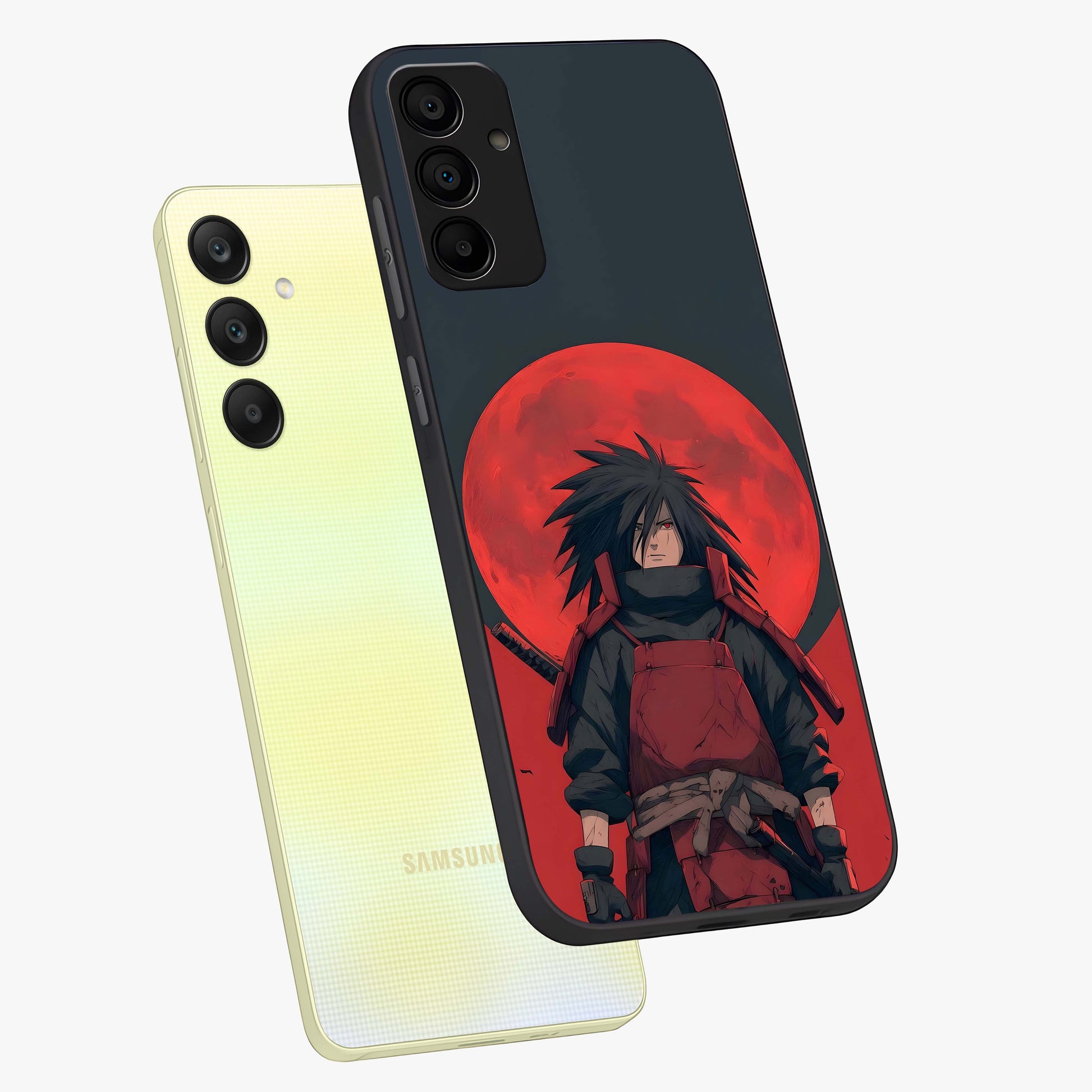 Crimson Moon Warlord Glass Case displayed in angled mockup highlighting dramatic crimson moon design with fantasy aesthetic.