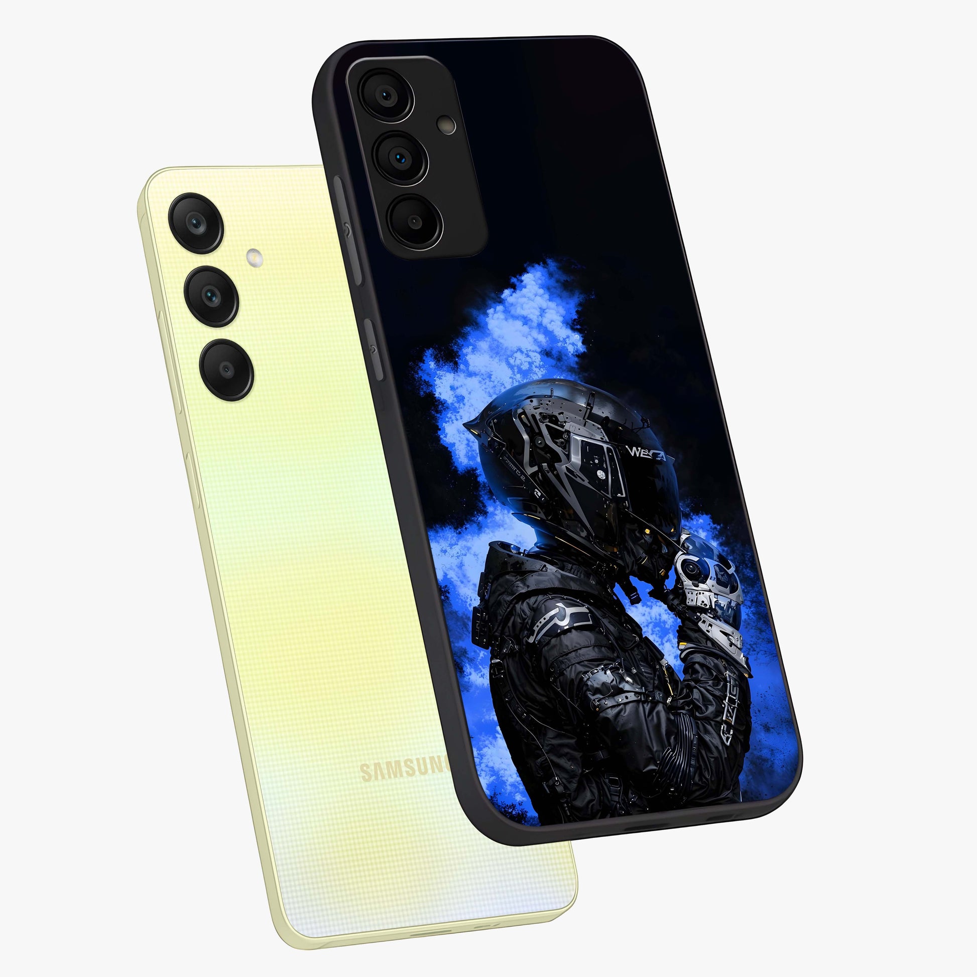 Cyber Sentinel Protocol Glass Case displayed in angled mockup highlighting digital cyber design with sci-fi aesthetic style.
