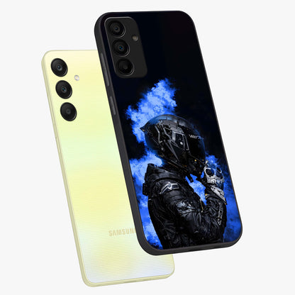 Cyber Sentinel Protocol Glass Case displayed in angled mockup highlighting digital cyber design with sci-fi aesthetic style.