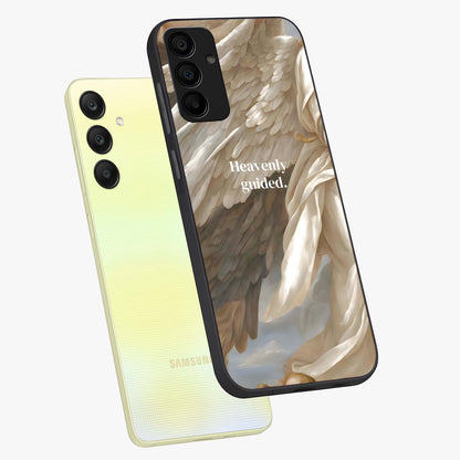 Divine Winged Grace Glass Case displayed in angled mockup highlighting graceful wing design with divine aesthetic style.