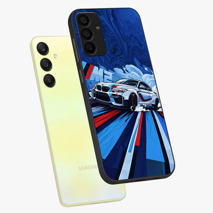 Drift Power Rush Glass Case displayed in angled mockup highlighting powerful drift car design with sporty aesthetic style.