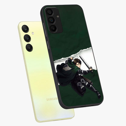 Emerald War Vanguard Glass Case displayed in angled mockup highlighting intense battle inspired design with emerald tone aesthetic.