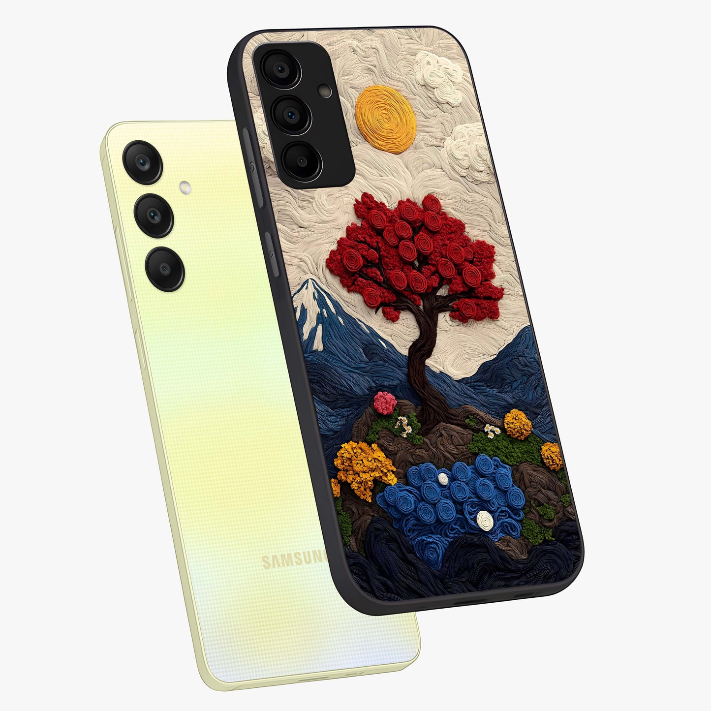 Eternal Nature Tapestry Glass Case displayed in angled mockup highlighting detailed botanical pattern with artistic aesthetic.