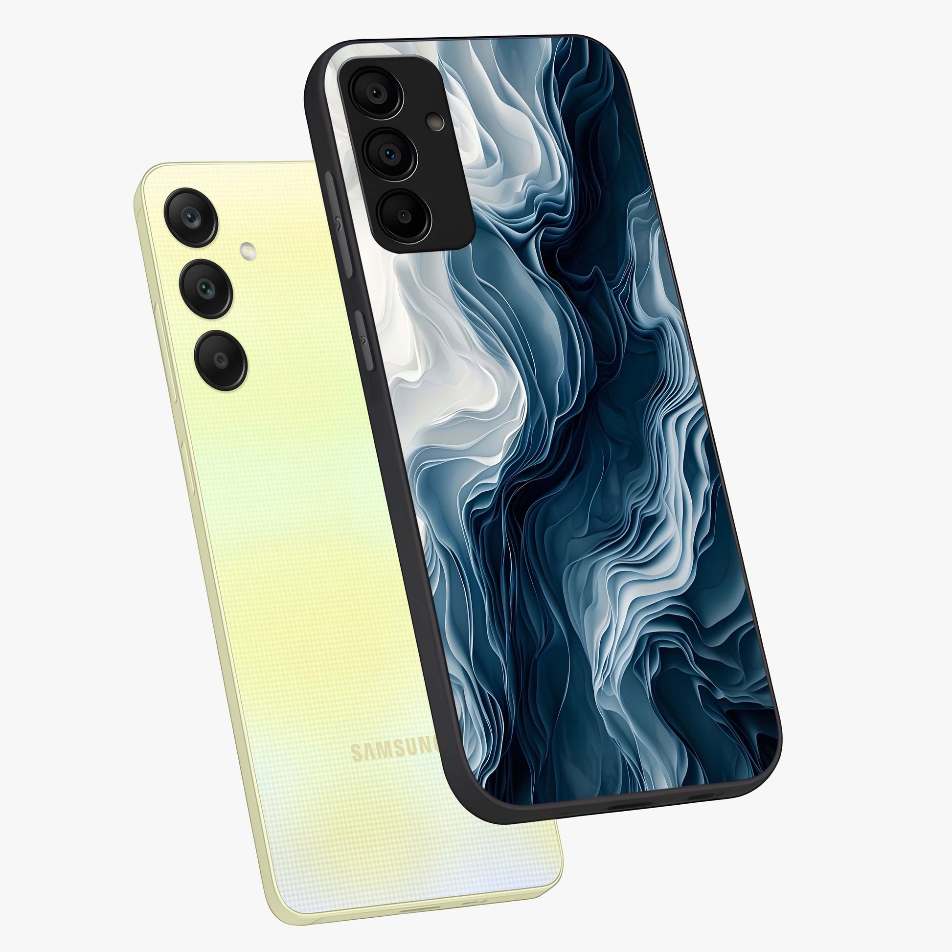 Ethereal Paper Marble Glass Case displayed in angled mockup highlighting elegant marble pattern with modern aesthetic style.