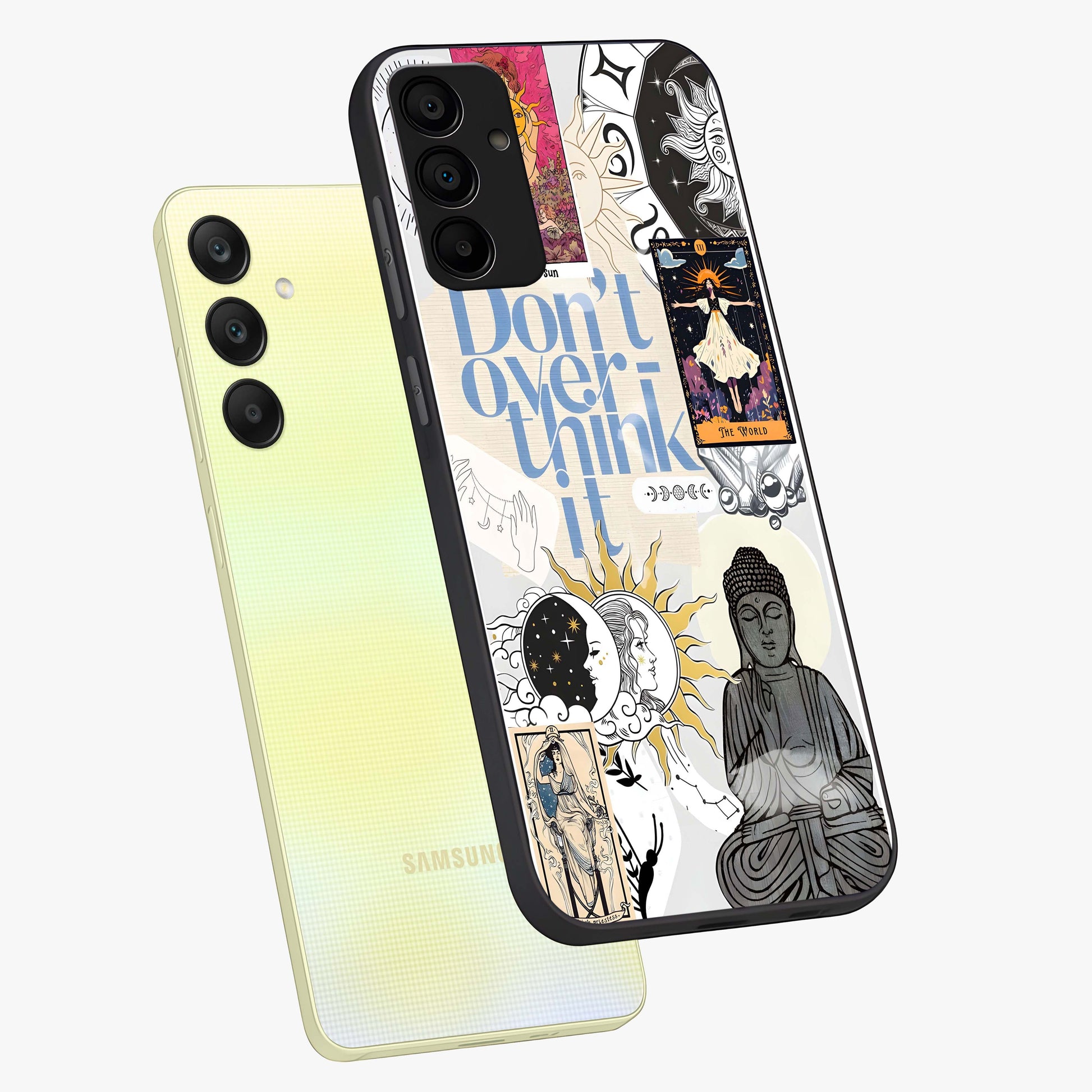 Ethereal Thoughts Glass Case displayed in angled mockup highlighting soft abstract design with calm ethereal aesthetic.