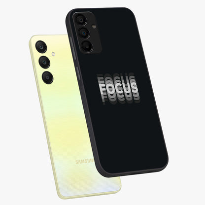 Focused Blade Discipline Glass Case displayed in angled mockup highlighting clean minimal text artwork with modern aesthetic style.
