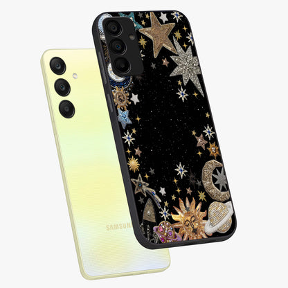 Galactic Jewel Stars Glass Case displayed in angled mockup highlighting shining celestial star design with cosmic aesthetic style.