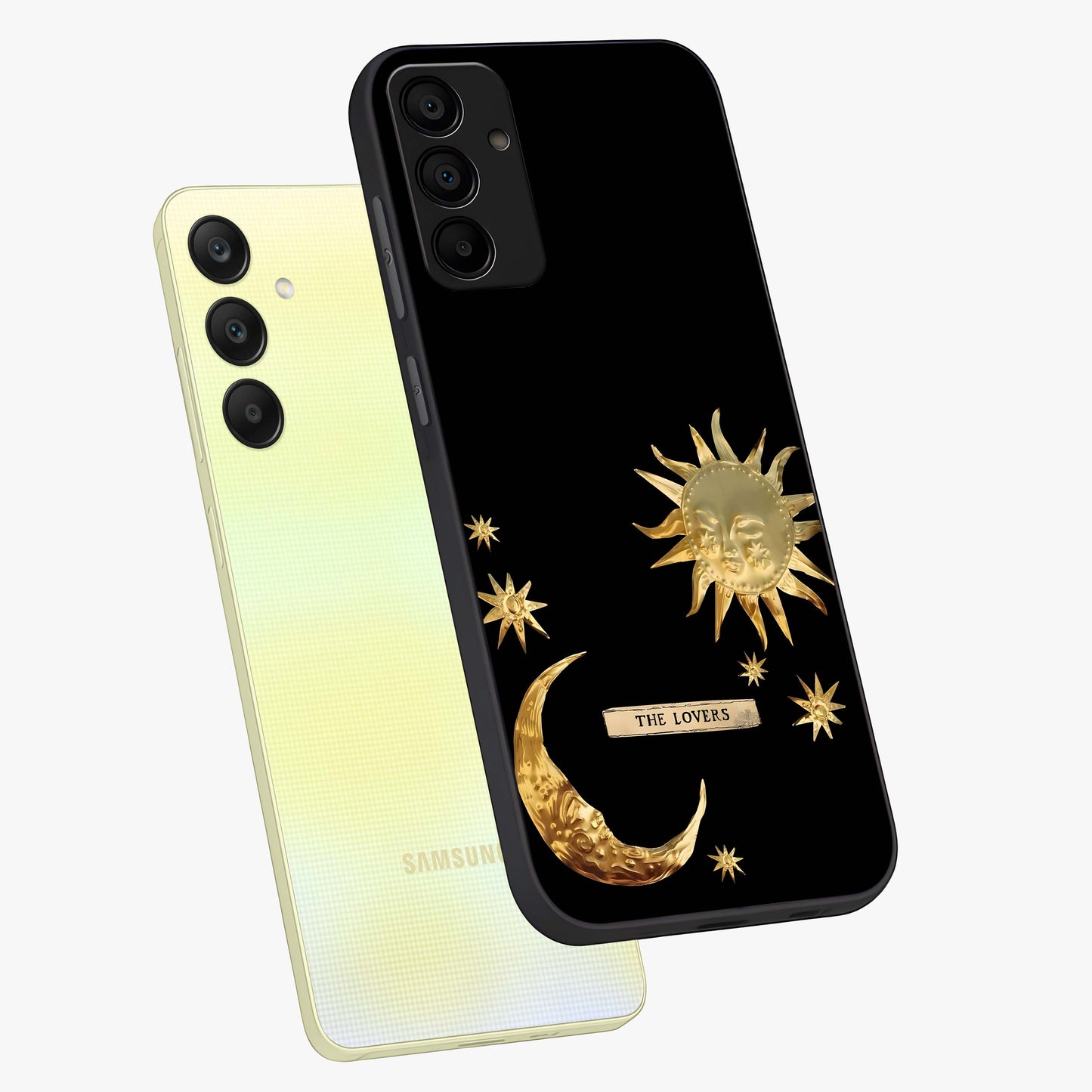 Gold Sun Blush Glass Case displayed in angled mockup highlighting radiant sun design with warm golden aesthetic.