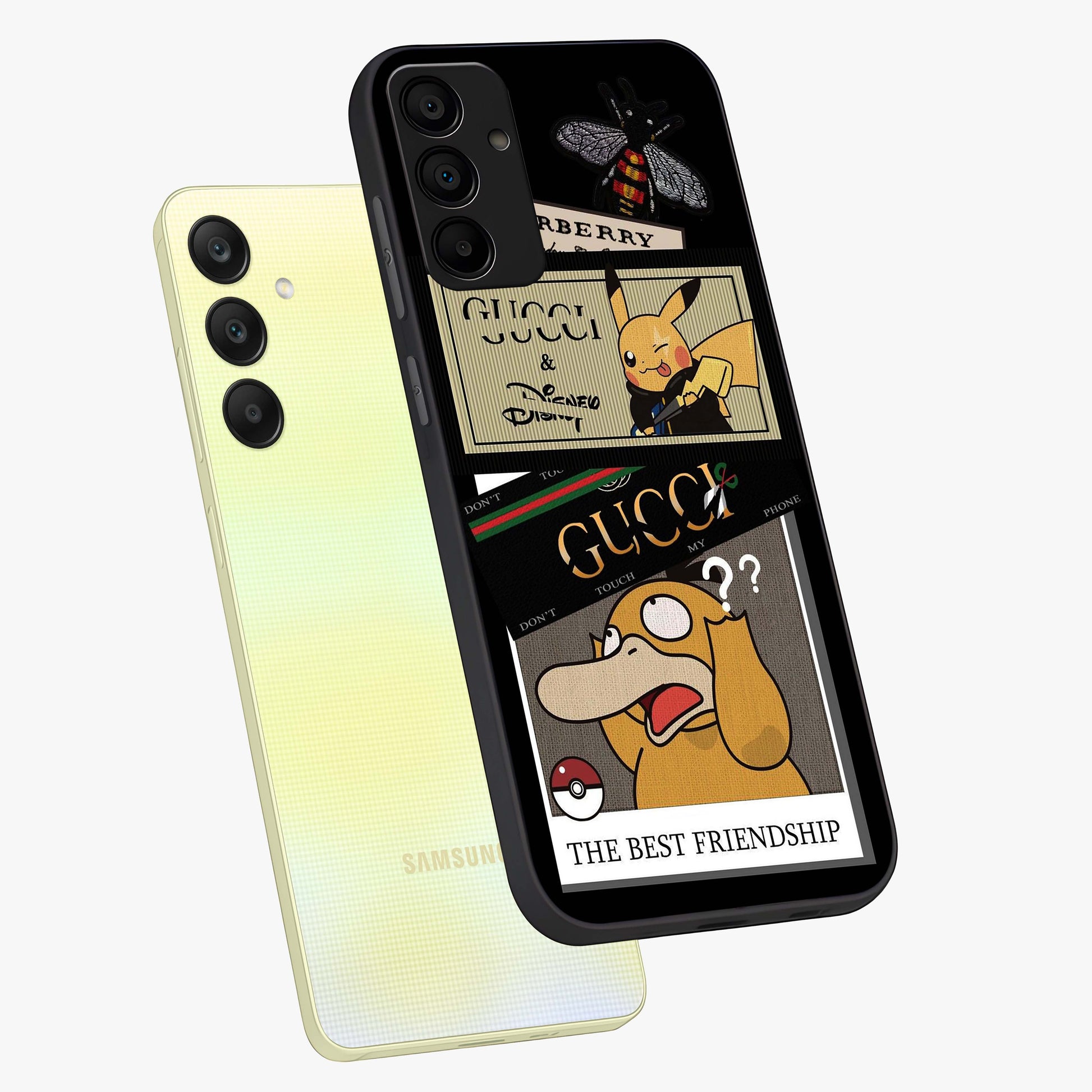 Gucci Play Mashup Glass Case displayed in angled mockup highlighting stylish fashion mashup design with bold aesthetic.