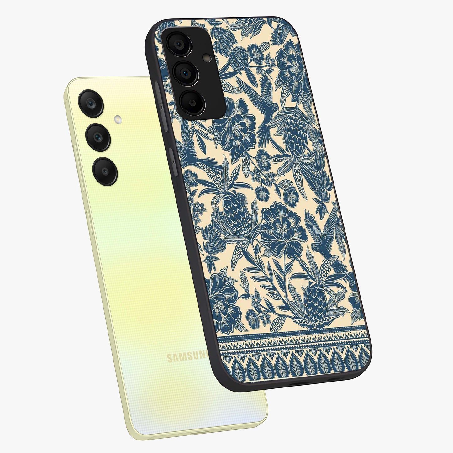Heirloom Wild Bloom Glass Case displayed in angled mockup highlighting botanical bloom design with classic aesthetic style.