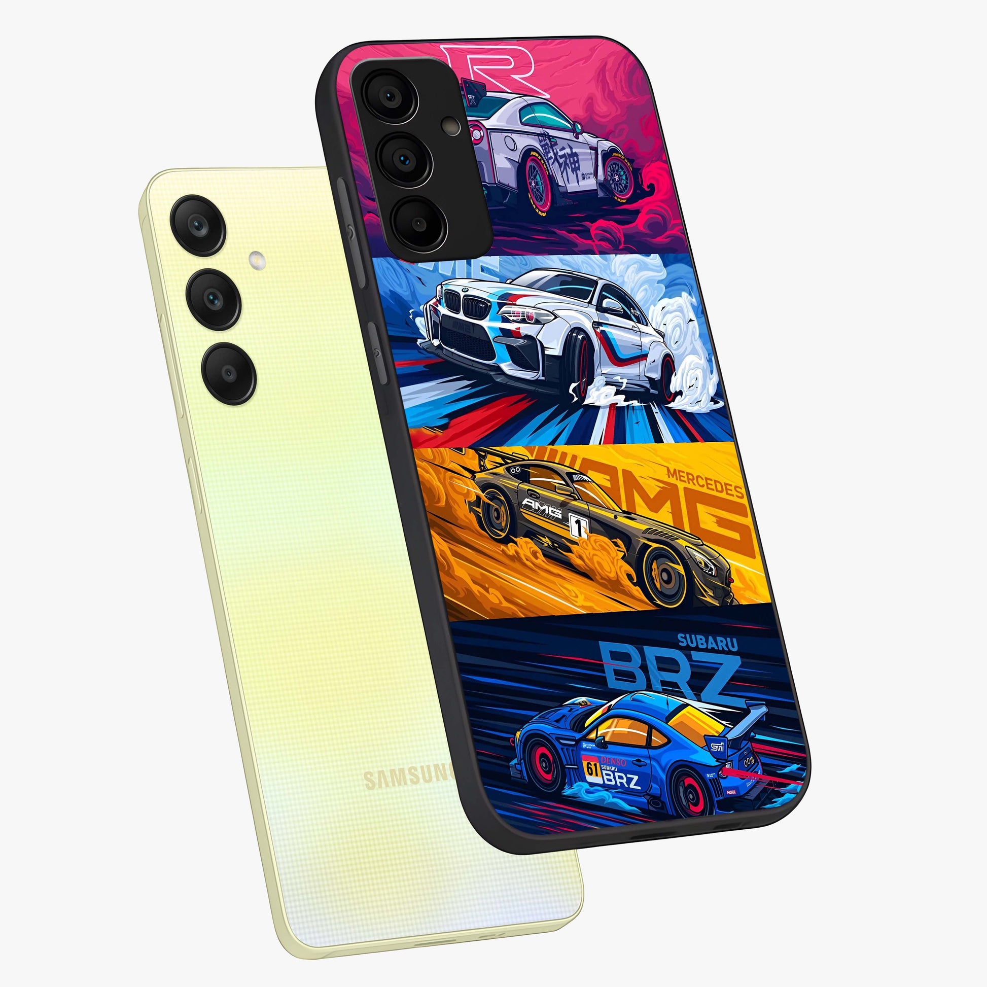 JDM Sports Car Glass Case displayed in angled mockup highlighting sleek Japanese racing car design with automotive aesthetic.