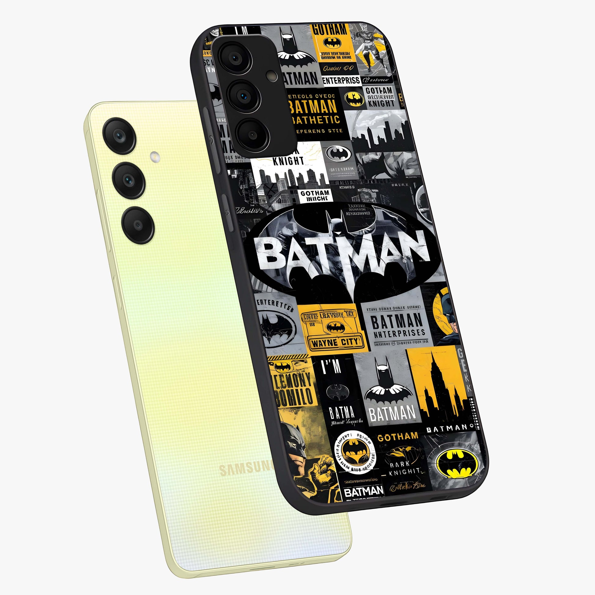 Knight Gotham Rise Glass Case displayed in angled mockup highlighting powerful knight silhouette design with dramatic aesthetic.