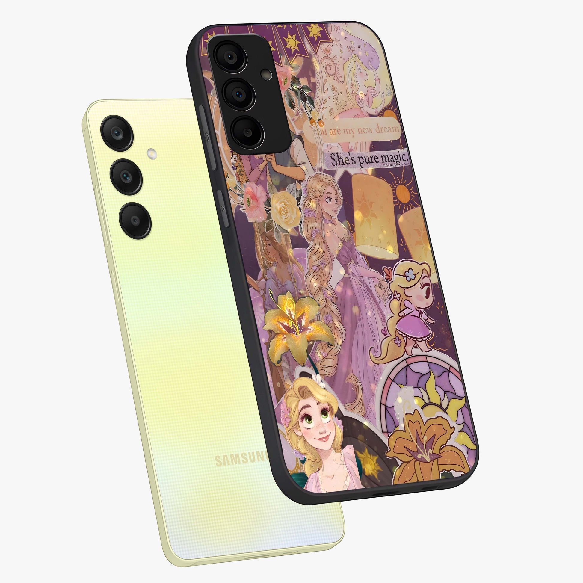 Magical Tangled Dream Glass Case displayed in angled mockup highlighting whimsical fantasy design with magical aesthetic.