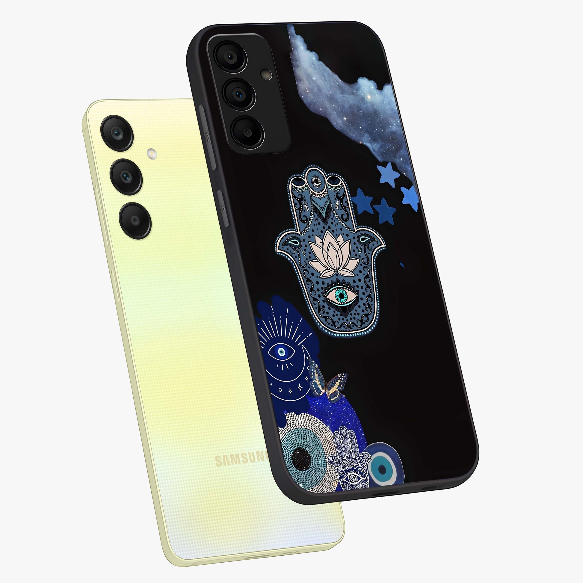 Mystic Hand Aura Glass Case displayed in angled mockup highlighting magical aura design with spiritual aesthetic style.