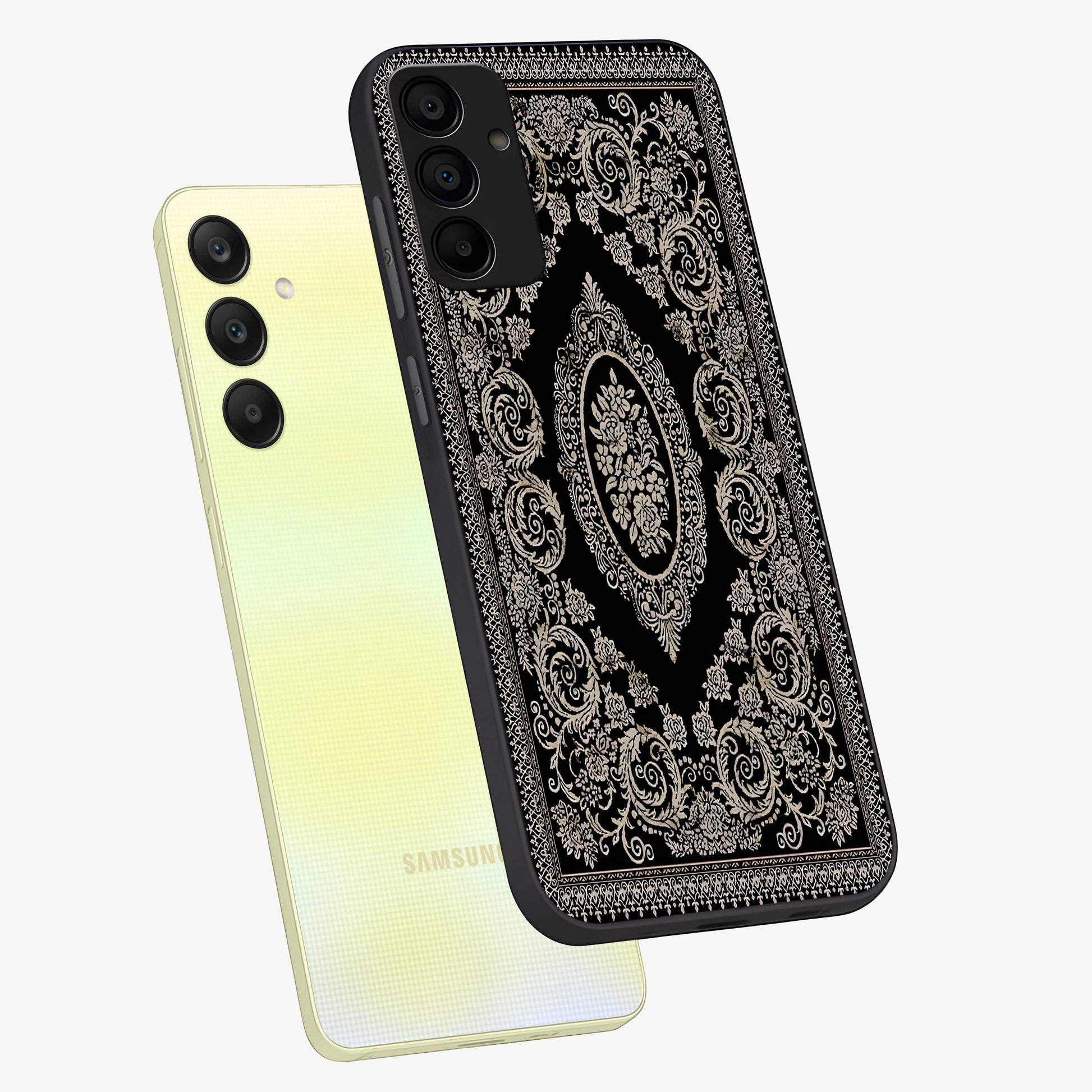 Noir Bloom Elegance Glass Case displayed in angled mockup highlighting refined flower design with stylish noir aesthetic.