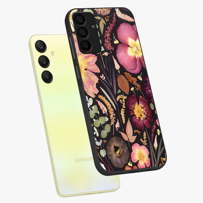 Petal Dream Tapestry Glass Case displayed in angled mockup highlighting decorative petal pattern with elegant botanical aesthetic.