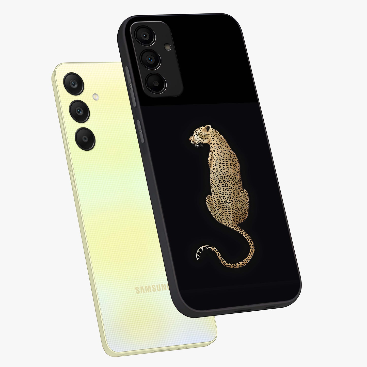 Regal Leopard Glass Case displayed in angled mockup highlighting powerful animal illustration with stylish wild aesthetic.