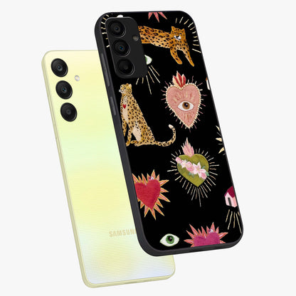 Sacred Jungle Heart Glass Case displayed in angled mockup highlighting lush tropical design with natural aesthetic style.