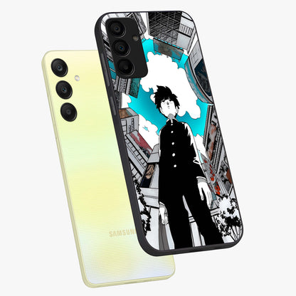 Silent Psychic Awakening Glass Case displayed in angled mockup highlighting spiritual awakening design with cosmic aesthetic.