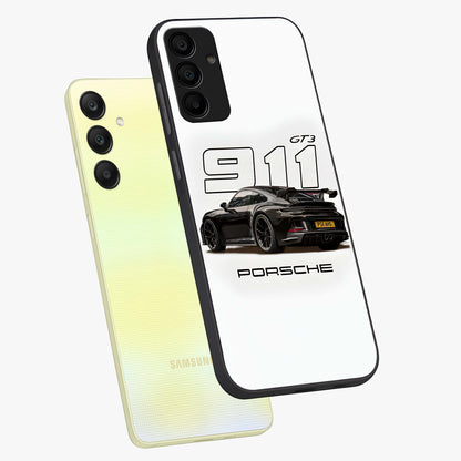 Turbo Legacy Icon Glass Case displayed in angled mockup highlighting dynamic automotive design with performance aesthetic.
