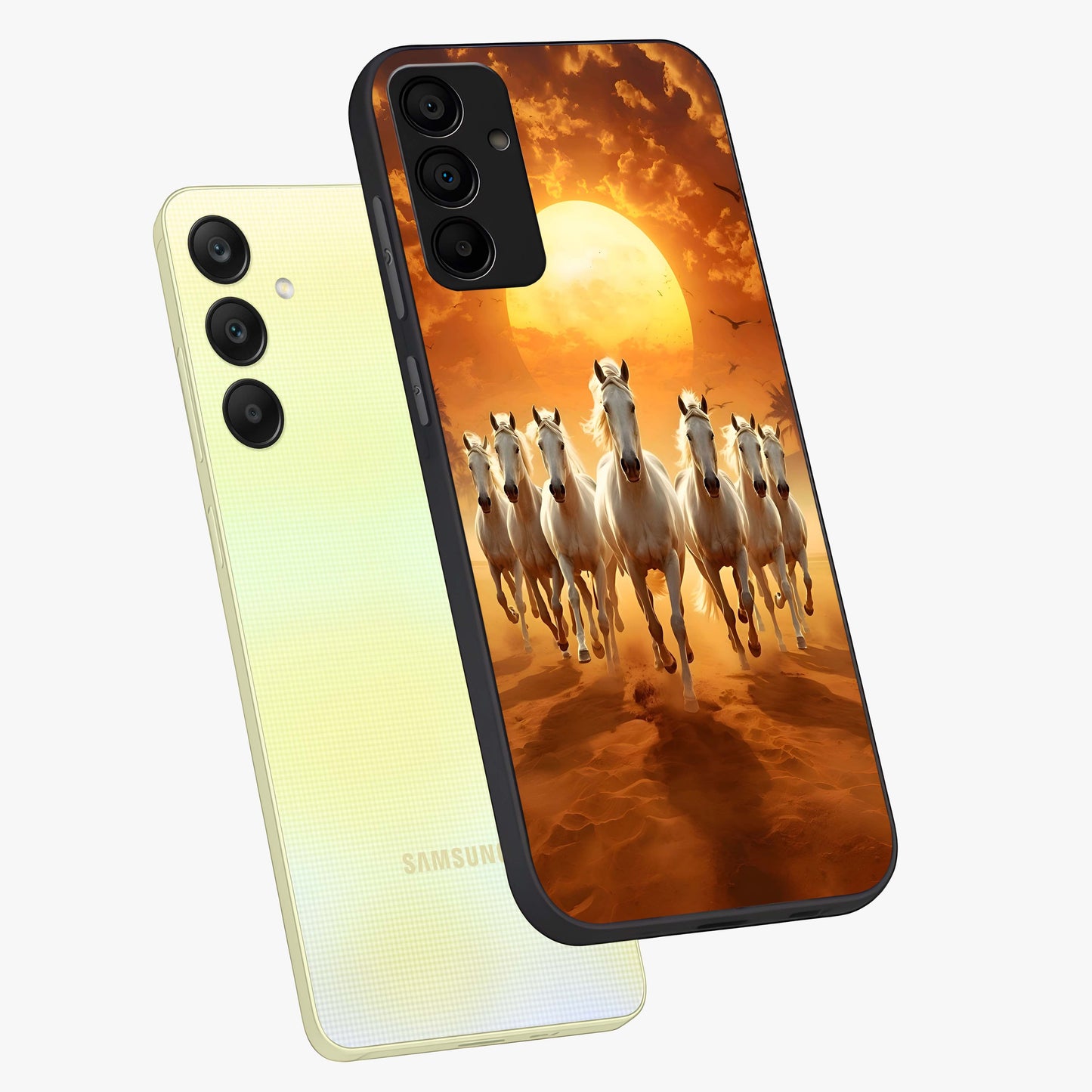 Wild Sunset Majesty Glass Case displayed in angled mockup highlighting vibrant sunset sky design with scenic aesthetic.