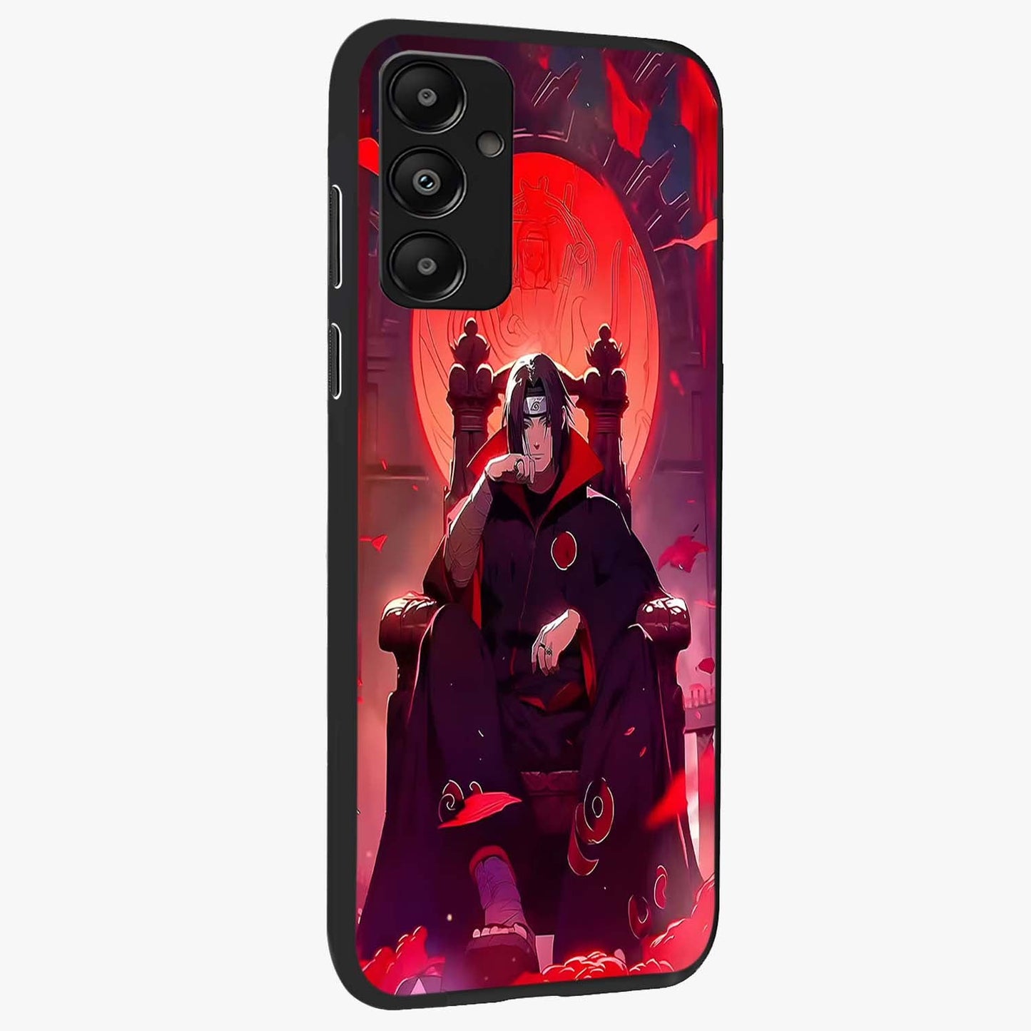 Blood Moon Sovereign Glass Case upright view showcasing powerful moon inspired artwork with cosmic aesthetic style.