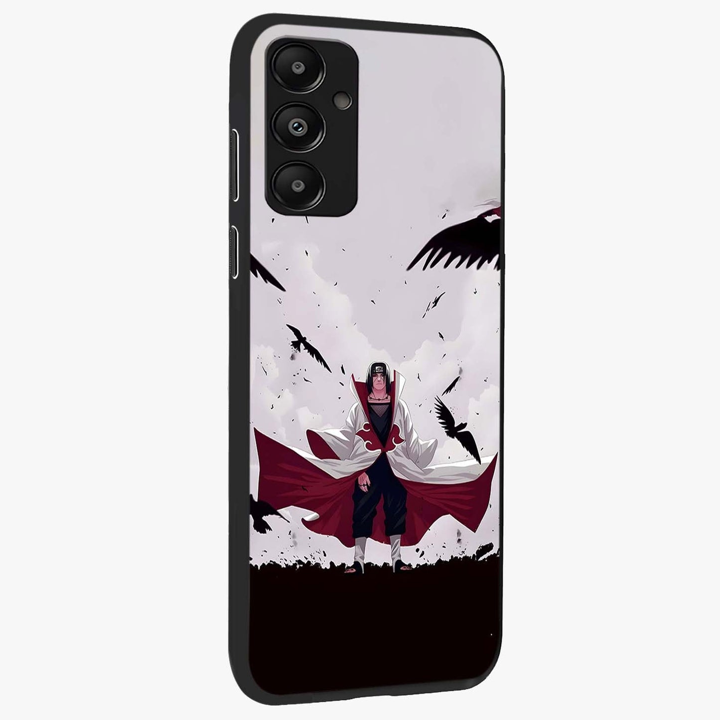 Crimson Crow Ascension Glass Case upright view showcasing dramatic crow artwork with bold gothic theme.