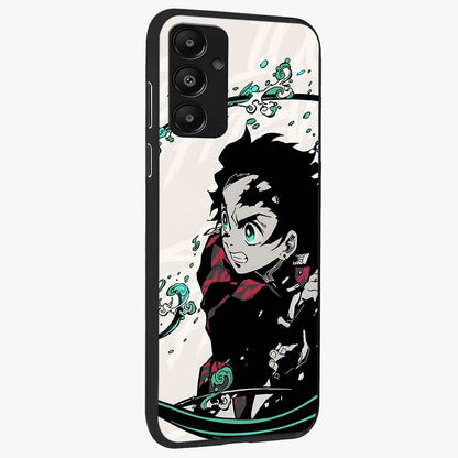 Demon Slayer Glass Case upright view showcasing powerful anime artwork with intense warrior theme.