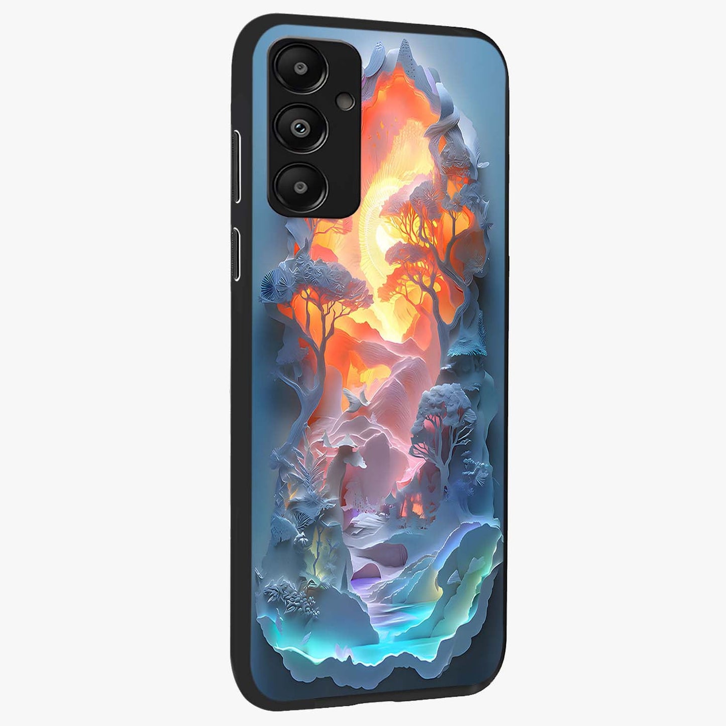 Glow Forest Portal Glass Case upright view showcasing enchanted forest portal artwork with fantasy nature theme.