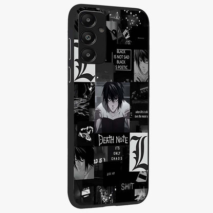 Midnight Chaos Mind Glass Case upright view showcasing expressive abstract artwork with bold dark theme.