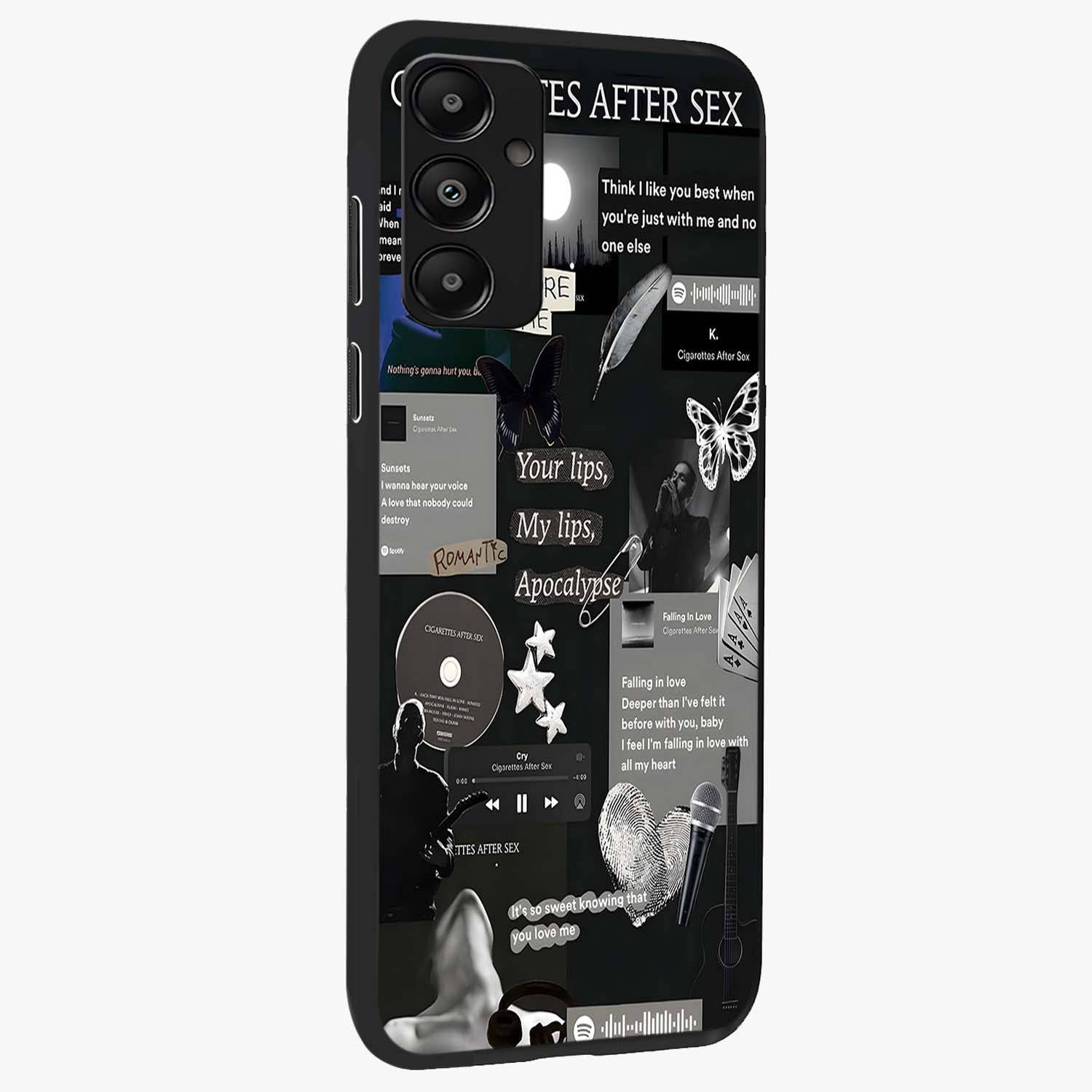 Midnight Love Echo Glass Case upright view showcasing expressive romantic artwork with dreamy midnight theme.