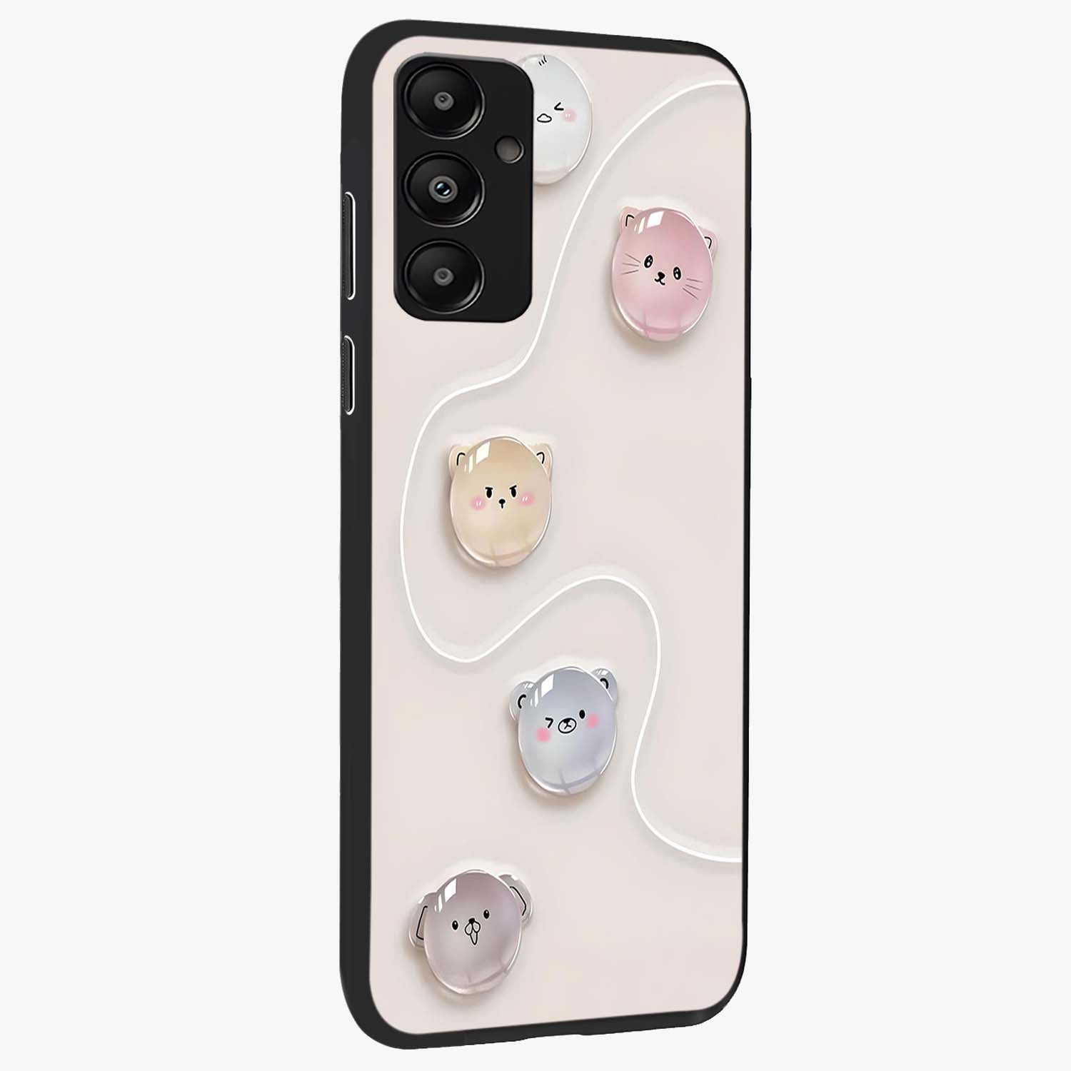 Puffy Face Parade Glass Case upright view showcasing adorable character artwork with cheerful animated theme.