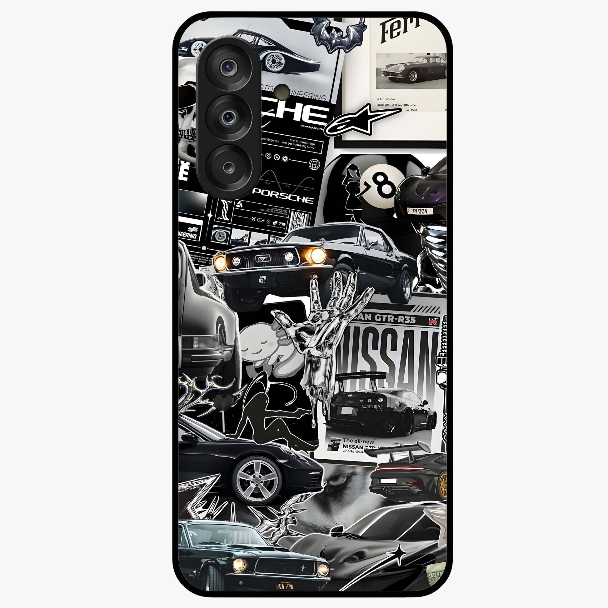 Aesthetic Dark Love Glass Case showing flat back view with dark romantic artwork and glossy glass finish.