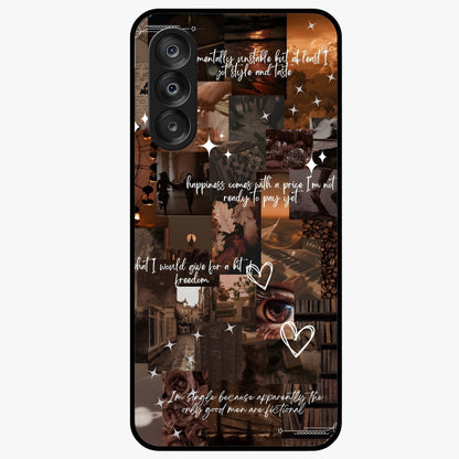 Bittersweet Aesthetic Chaos Glass Case showing flat back view with artistic chaotic aesthetic design and glossy glass finish.