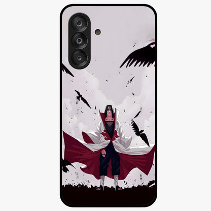 Crimson Crow Ascension Glass Case showing flat back view with mystical crow artwork and glossy glass finish.