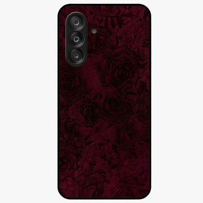 Crimson Fade Flow Glass Case showing flat back view with flowing crimson gradient artwork and glossy glass finish.