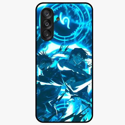 Cursed Energy Clash Glass Case showing flat back view with intense cursed energy artwork and glossy glass finish.