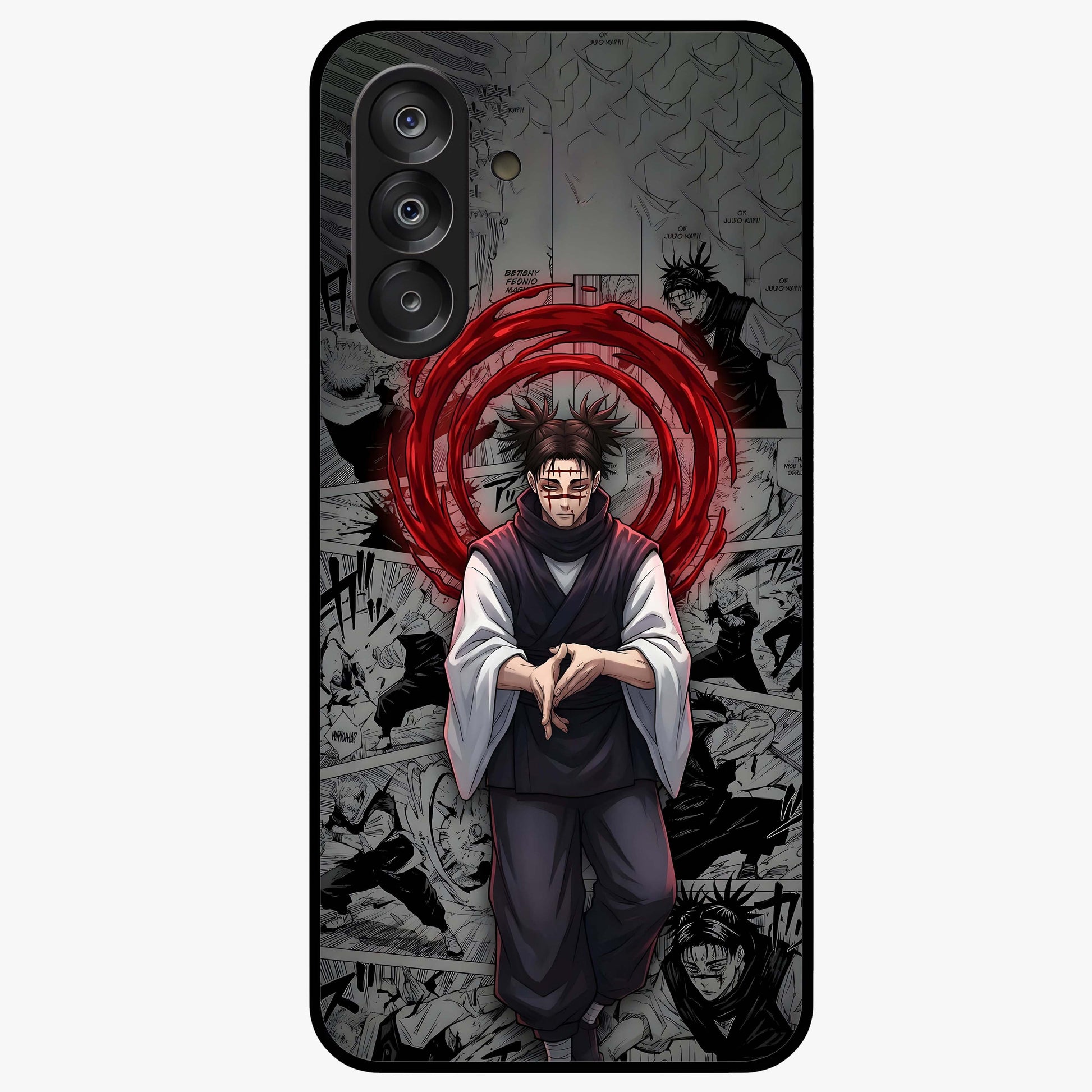 Cursed Ritual Ascension Glass Case showing flat back view with dark ritual themed artwork and glossy glass finish.