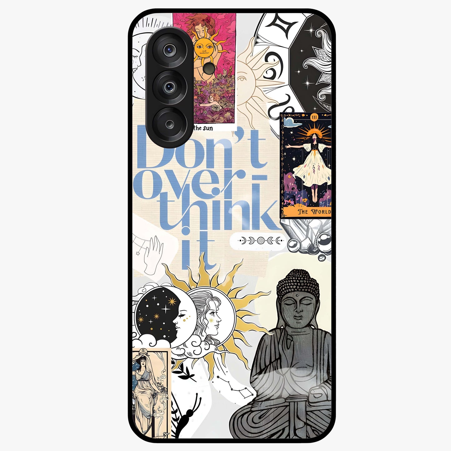 Ethereal Thoughts Glass Case showing flat back view with dreamy artistic artwork and glossy glass finish.