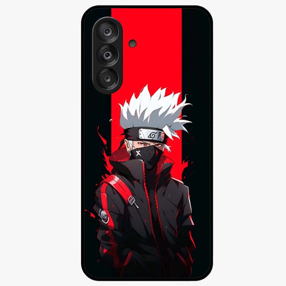 Kakashi Scarlet Shadow Glass Case showing flat back view with powerful anime ninja artwork and glossy glass finish.
