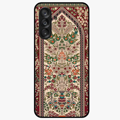 Persian Inspired Glass Case showing flat back view with ornate Persian style pattern artwork and glossy glass finish.