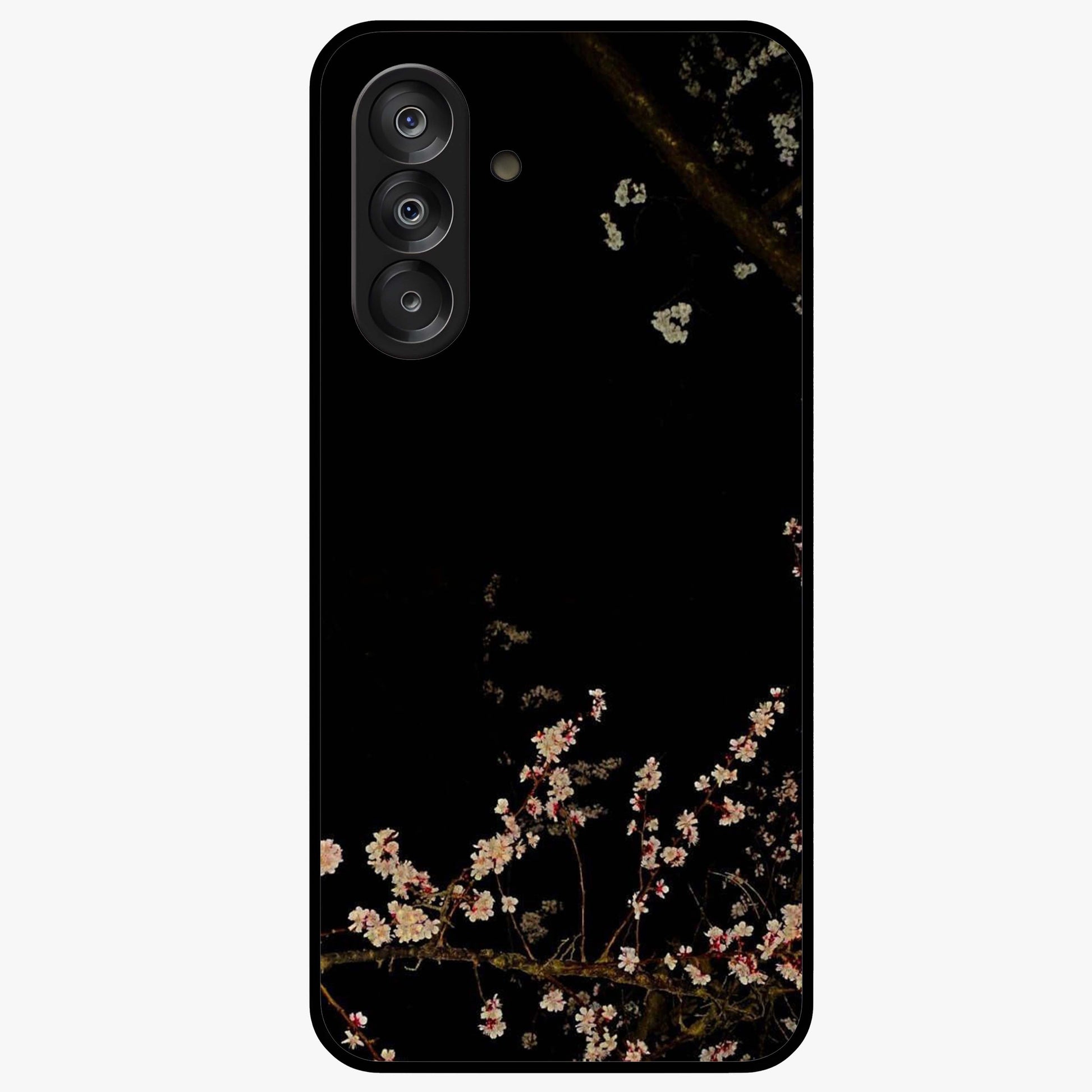 Petal Moon Light With Custom Name Glass Case showing flat back view with floral moonlight artwork and personalized name design.