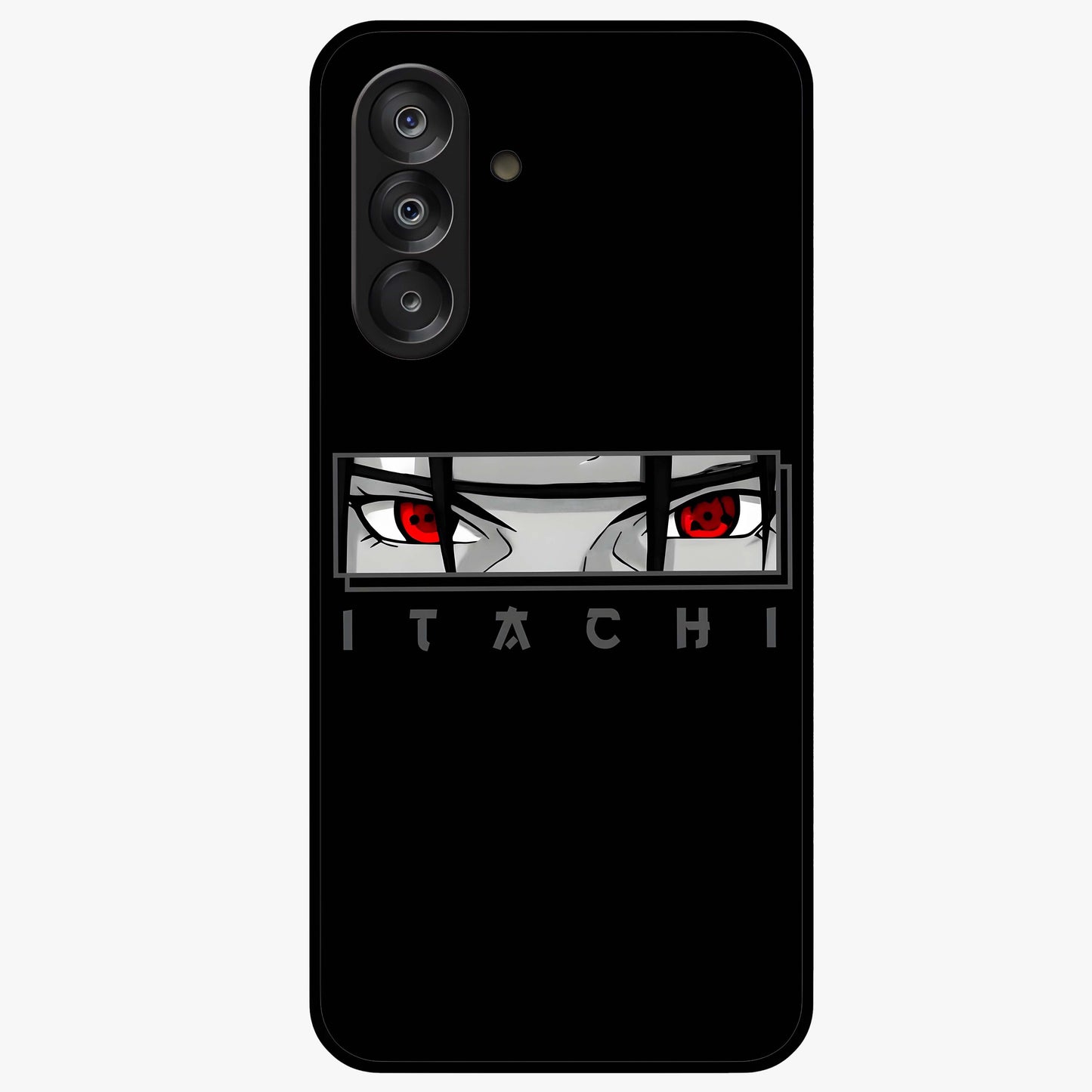 Scarlet Gaze Dominance Glass Case showing flat back view with striking red themed artwork and glossy glass finish.