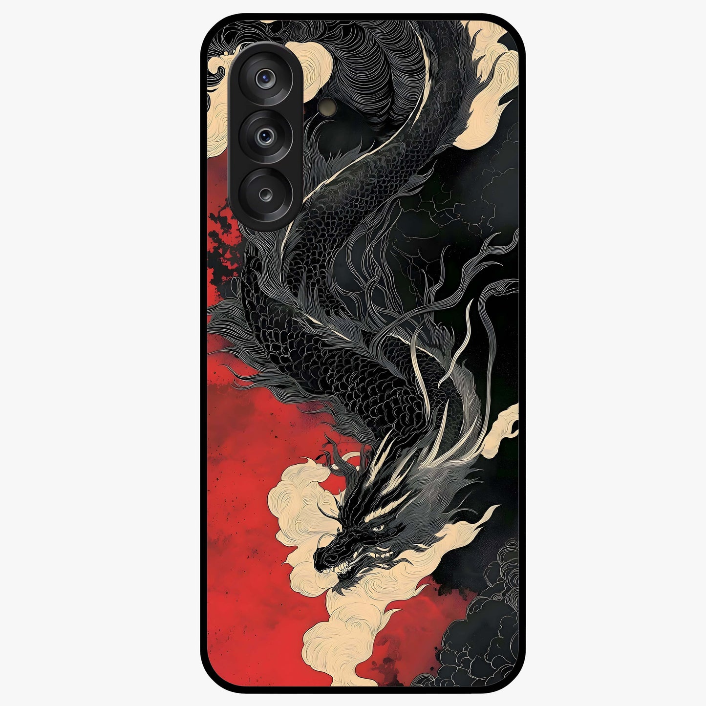 Shadow Dragon Fury Glass Case showing flat back view with fierce dragon artwork and glossy glass finish.