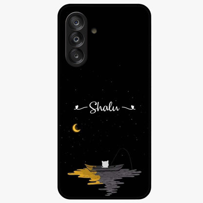 Silent Night Row Glass Case showing flat back view with calm night themed artwork and glossy glass finish.