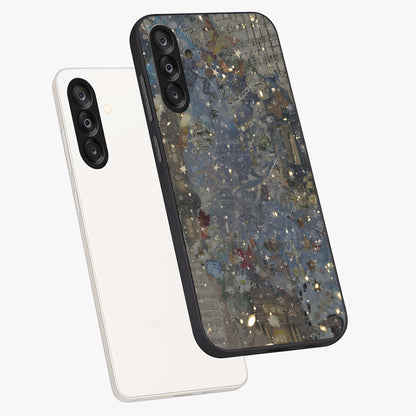 Aesthetic Astrolophia Glass Case displayed in angled mockup highlighting artistic aesthetic elements and smooth glass surface.