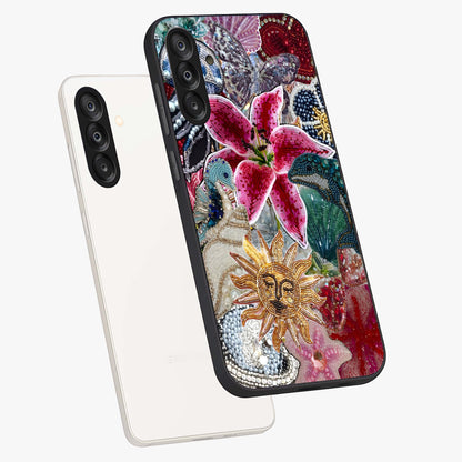 Beaded Garden Fantasy Glass Case displayed in angled mockup highlighting fantasy inspired floral bead pattern.