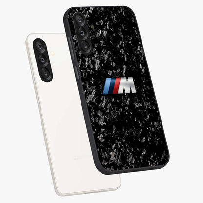 Carbon Speed Mark Glass Case displayed in angled mockup highlighting racing inspired carbon design and sleek aesthetic style.