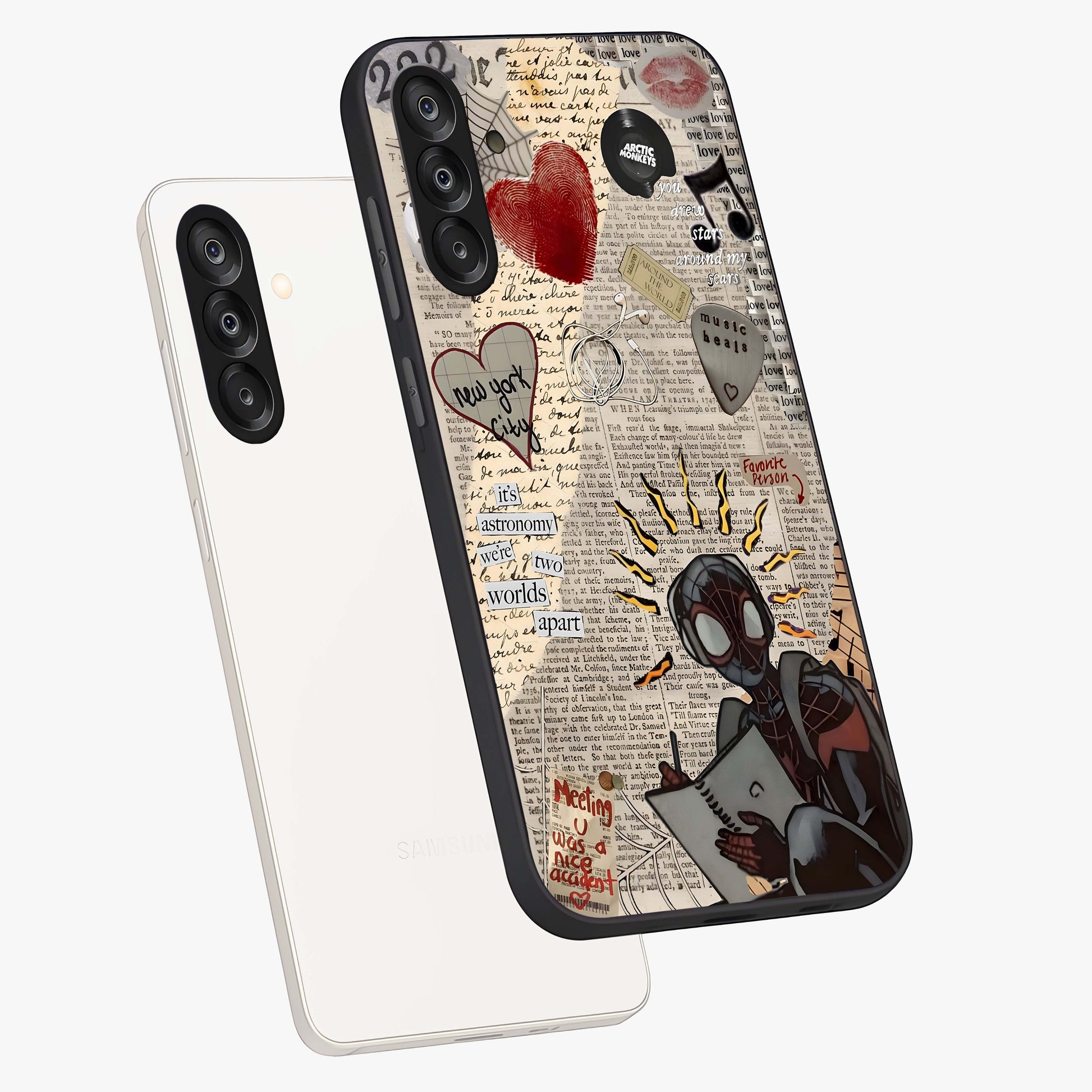 City Dream Sketch Glass Case displayed in angled mockup highlighting minimal city illustration with aesthetic sketch style.