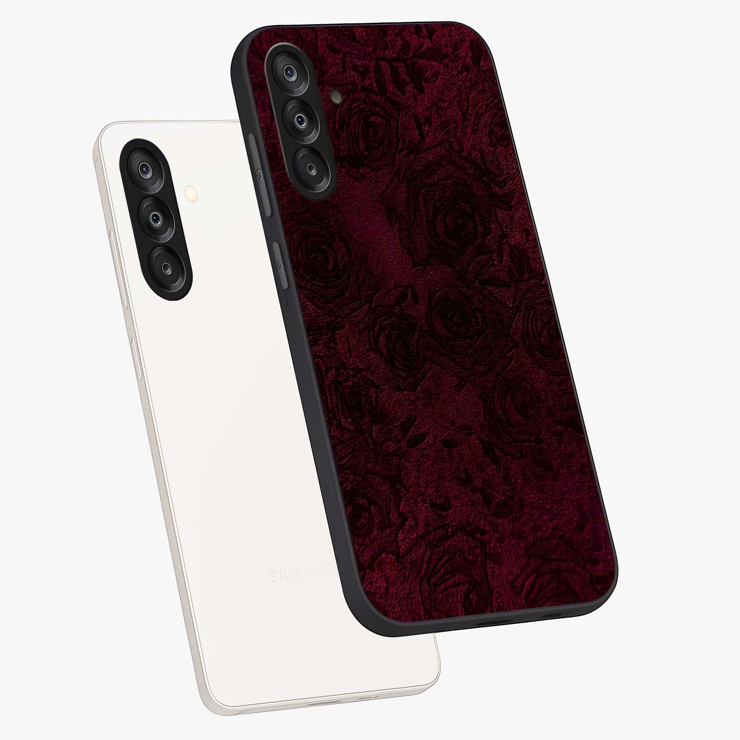 Crimson Fade Flow Glass Case displayed in angled mockup highlighting smooth gradient design with modern aesthetic style.